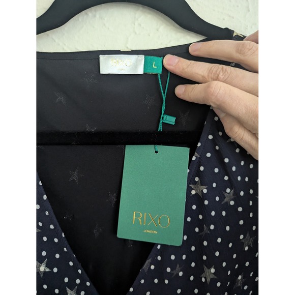 Rixo Erin silk star print maxi dress size L celestial evening $395 - Picture 10 of 11
